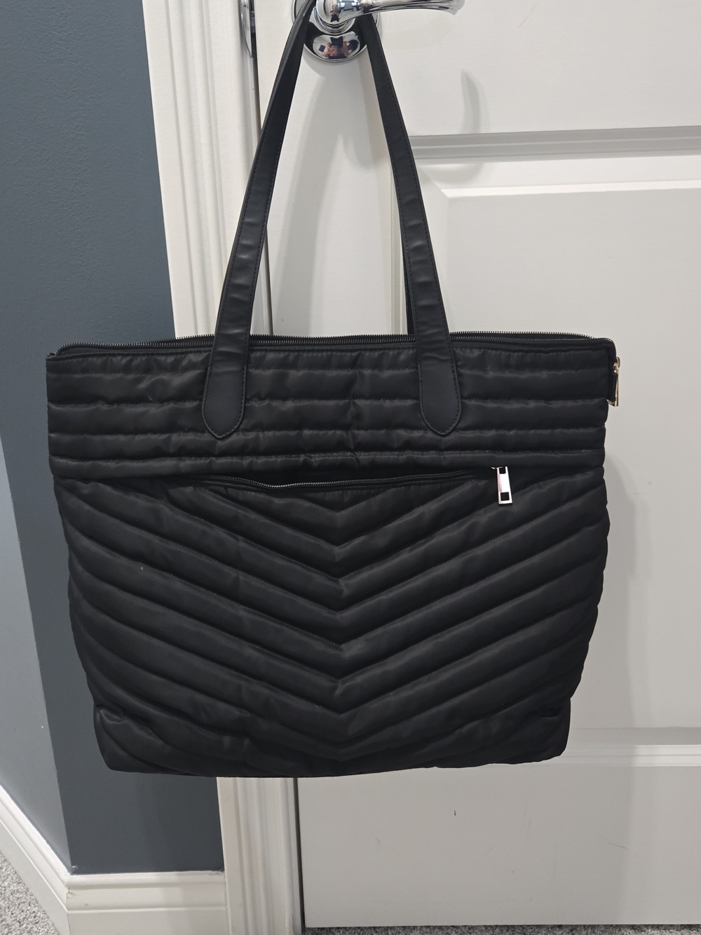 A New Day Black Quilted Tote Bag